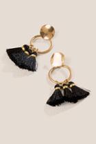 Francesca's Emery Hoop Tassel Earrings - Black
