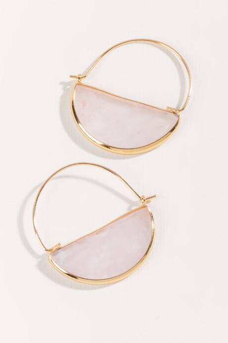 Francesca's Victoria Half Moon Stone Hoops - Pale Pink