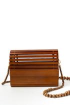 Francesca's Ella Wooden Domed Bead Chain Crossbody - Dark Brown