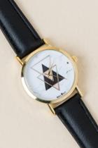 Francesca's Everly Marble Abstract Watch - Black
