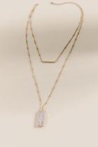 Francesca's Lacey Layered Druzy Pendant - Clear