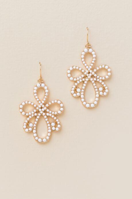 Francesca's Versie Bead Swirl Drop Earring - White