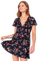 Francesca's Genine Floral Wrap Dress - Black