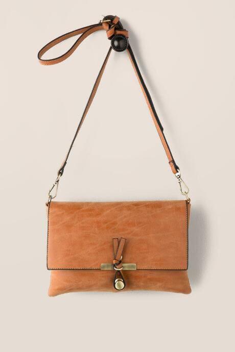 Francesca's Nadia Crossboy Clutch - Cognac