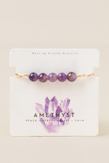 Francesca's Healing Amethyst Pull Tie Bracelet - Purple