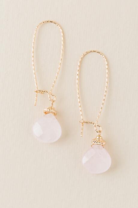 Francesca's Miley Rose Quartz French Wire Earrings - Pale Pink