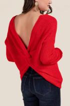 Francesca's Karly Knot Back Pullover Sweater - Red