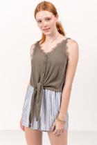 Francesca Inchess Sam V Neck Knit Blouse - Olive