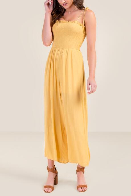 Francesca's Jacqueline Smocked Jumpsuit - Sunshine