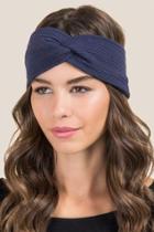 Francesca's Liana Knotted Turban Headband - Navy