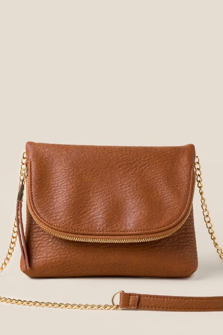 Francesca's Lisa Pebbled Crossbody - Tan