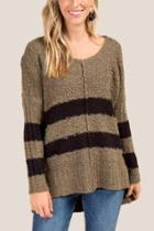Francesca Inchess Rylie Drop Shoulder Stripe Sweater - Olive