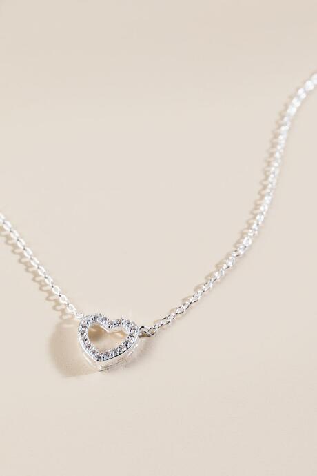 Francesca Inchess Carolina Crystal Heart Pendant Necklace - Silver