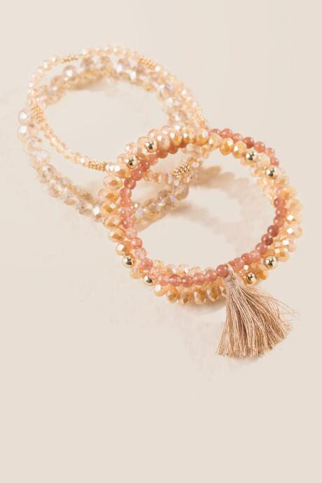 Francesca's Ariana Beaded Bracelet Stack - Crisp Champagne