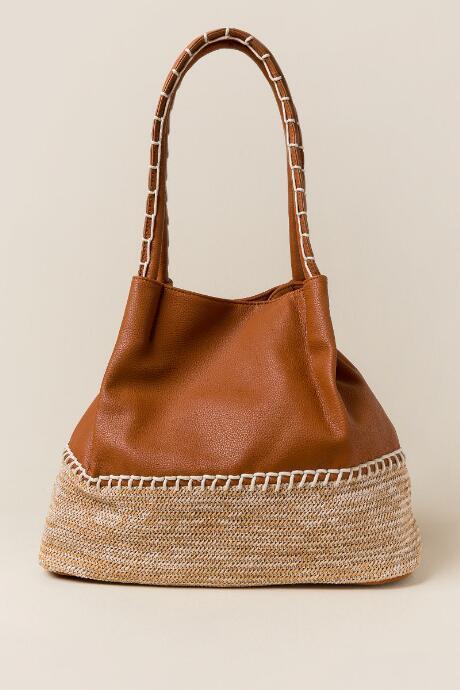 Francesca's Finella Vegan Leather Tote - Cognac