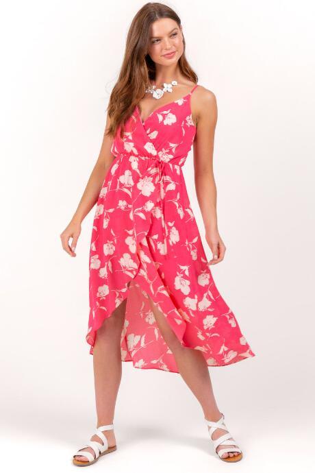 Francesca's Kamila Floral Wrap Dress - Pink