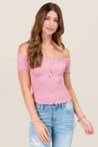 Alya Maia Smocked Off The Shoulder Top - Rose