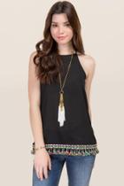 Blue Rain Derica High Neck Cali Trim Tank - Black