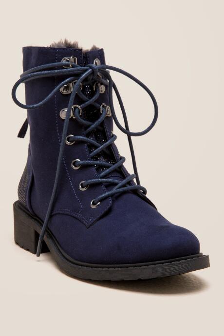Francesca's Dana Combat Lo Shaft Boot - Navy