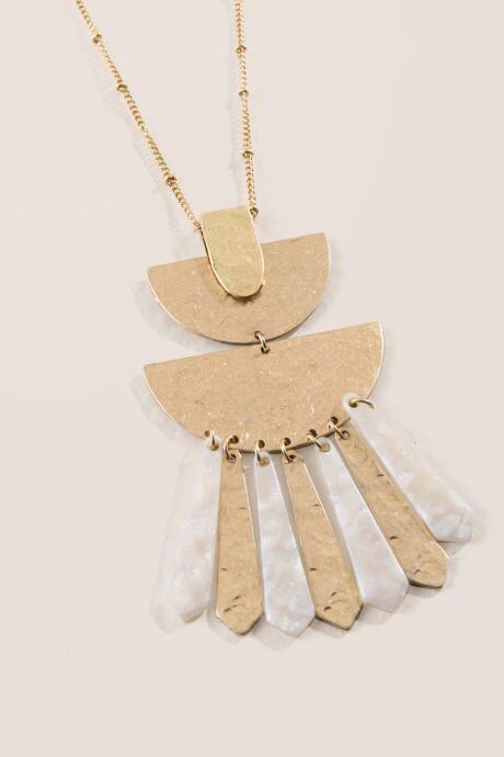 Francesca's Sienna Mixed Metal Pendant - Ivory