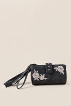 Francesca's Chelsea Floral Usb Wristlet Wallet - Black