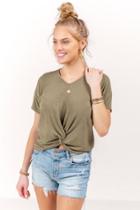 Francesca's Bridget Twist Front Tee - Olive