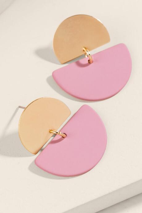 Francesca's Kelly Semi Circle Drop Earrings - Pink