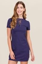 Alya Braelyn Gigi Lattice Shift Dress - Navy