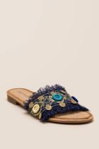 Francescas Aliyah Embroidered Slide - Navy