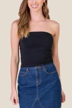 Francesca's Anastasia Ribbed Tube Top - Black