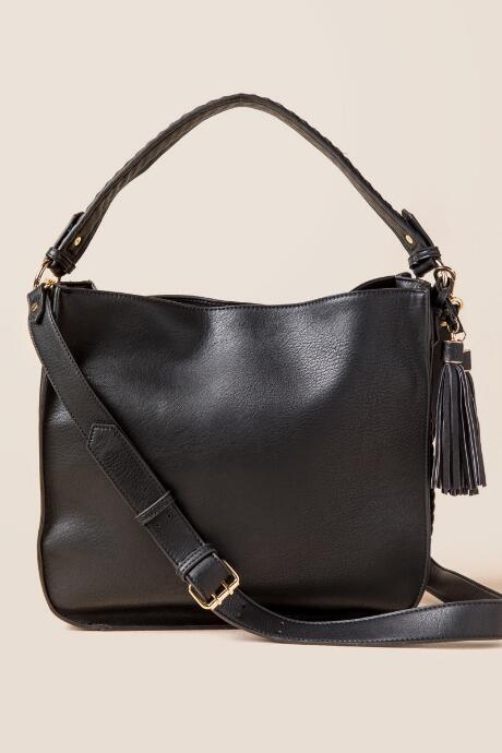 Francesca's Erin Braided Hobo Bag - Black