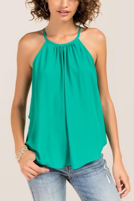 Francesca Inchess Blair High Neck Sleeveless Blouse - Jade