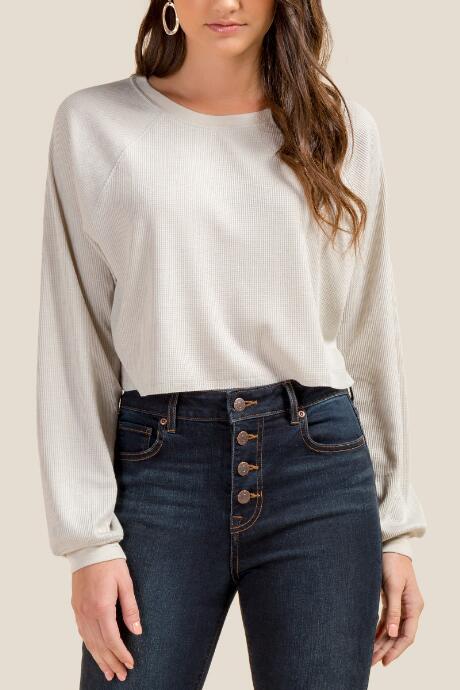 Francesca Inchess Vivian Cropped Cozy Top - Heather Oat