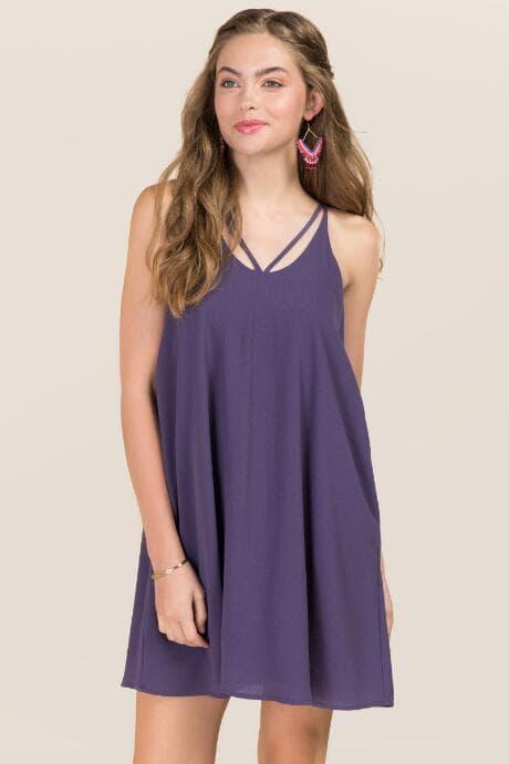 Mi Ami Shawnee Strappy Shift Dress - Vintage Purple