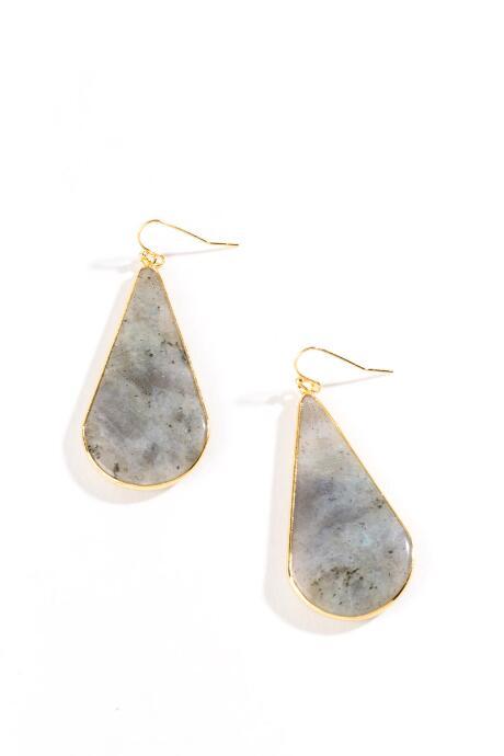 Francesca's Vicky Gray Quartz Teardrop Earrings - Gray