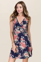 Francesca's Aniyah Ruffle Wrap Dress - Navy