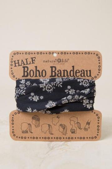 Francescas Boho Bandeau In Black Flowers - Black