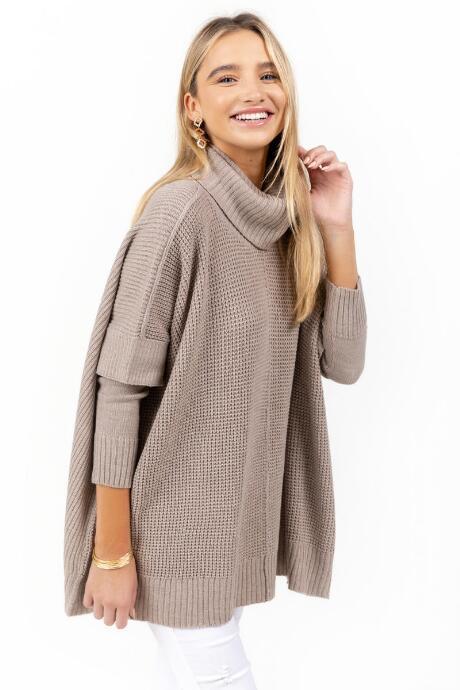 Francesca's Millie Turtle Neck Poncho - Natural