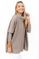 Francesca's Millie Turtle Neck Poncho - Natural