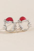Francesca's Holiday Cat Stud Earrings - Red