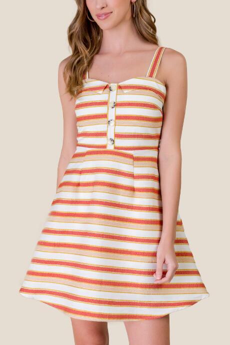 Francesca's Ella Striped Fit And Flare Dress - Ivory
