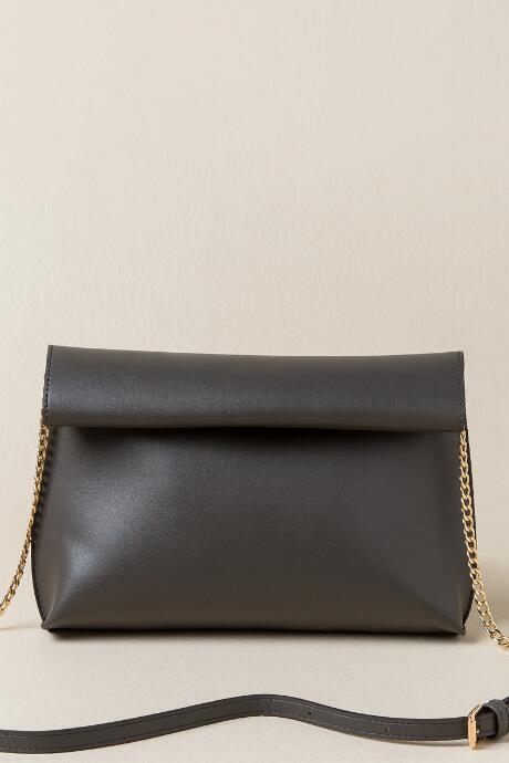 Francesca's Shelly Foldover Reversible Crossbody Clutch - Gray