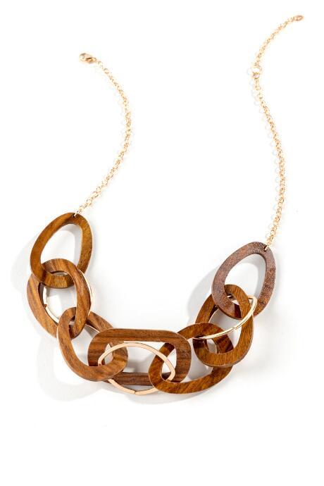 Francesca's Leslie Link Statement Necklace - Brown