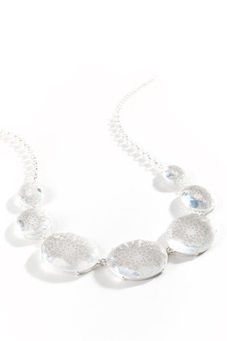 Francesca Inchess Quinn Glass Filigree Necklace - Silver