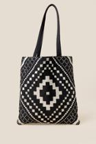 Francesca's Leah Embroidered Tote - Black