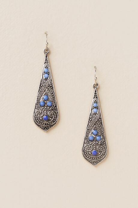 Francesca's Jhen Long Teardrop Earring - Navy