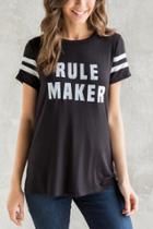 Francesca's Rule Maker Graphic Tee - Black