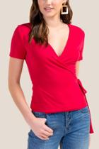 Francesca's Kristine Waist Tie Wrap Top - Bright Red