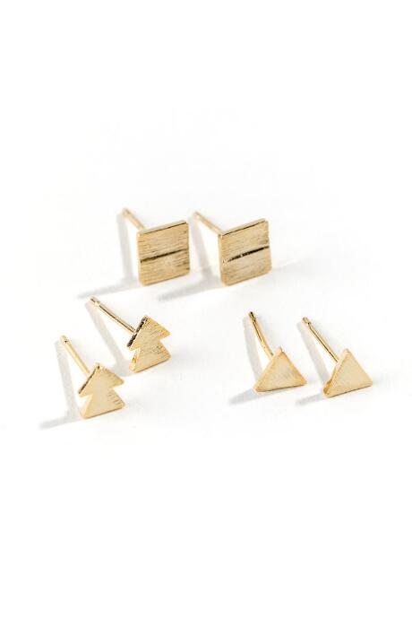 Francesca's Jayla Geo Shape Studs Set - Gold