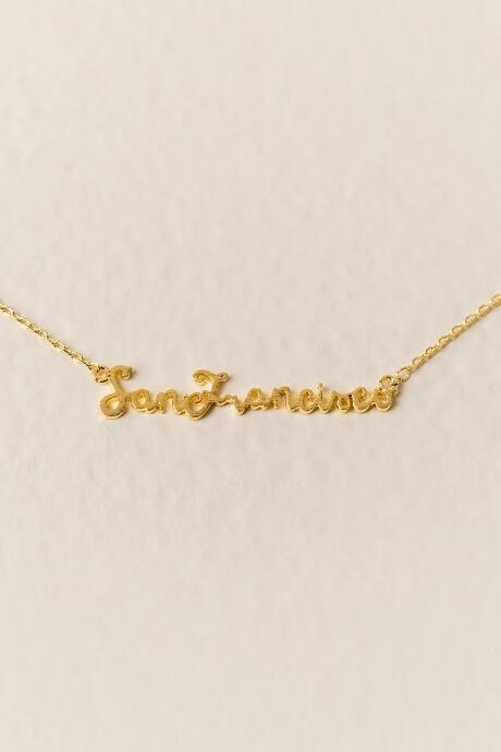Francesca's San Francisco Script Pendant In Gold - Gold